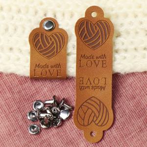 TEMU 40개 인조 가죽 태그, 뜨개질 털실 공과 하트 디자인 | 모자, 니트, 스카프, 가방, 바구니용 인조 가죽 공예 태그 - 수공예 인조 가죽 공예 도구 및 용품, 수제 재봉 용품용 못 포함