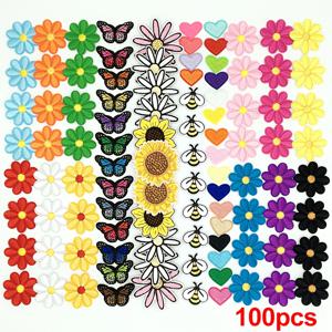 TEMU 100개 혼합 자수 아이언온 패치 - 나비 & 데이지 디자인 DIY 의류, 가방, 모자, 재킷용 - 다양한 색상의 봉제 애플리케