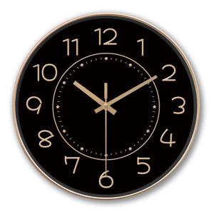 TEMU 원피스, 블랙 & 골드 디자인 원형 벽시계, 조용한 골드 별과 도트 패턴, 거실, 침실, 주방, 사무실, 교실 장식, 모던 홈 데코, 벽 장식, 완벽한 생일, 휴일 선물