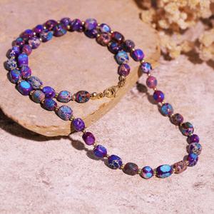 TEMU 세련되고 우아한 블루-퍼플 천연 황제석 체인 목걸이, 데일리룩에 완벽합니다. 사랑하는 사람, 가족에게 좋은 선물 또는 크리스마스, 새해 또는 발렌타인데이를 위한 애정표시 토큰으로 좋습니다.