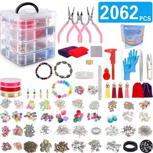 TEMU 2062개 공예 비즈 키트 (팔찌, 목걸이, 주얼리 제작용), 창의적인 도구, 주얼리 플라이어, 비즈 실, 귀걸이 제작 용품 및 주얼리 제작 세트 포함