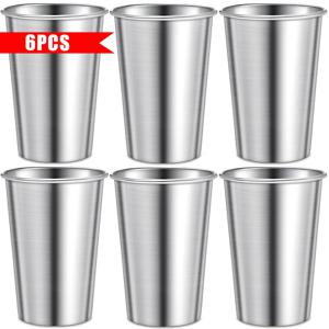 TEMU 3/6개 16oz 메탈 핀트 컵, 304 스테인리스 스틸 텀블러, 내구성 강한 스택 가능 컵, 바/집/레스토랑/야외/피크닉용, 식기세척기 안전, 옥토버페스트 필수품
