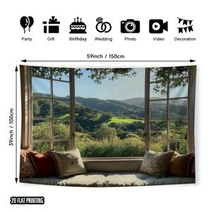 TEMU 1개 2D 평면 창문 햇살 숲 다용도 패브릭 태피스트리 - 어떤 공간이나 행사에도 개성을 더하는 아이디어