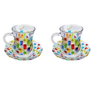 TEMU 고급스러운 컬러 유리 컵 2개 세트, 사탕 병, 직조 과일 접시, 커피 머그, 주스 컵, 위스키 글라스, 우유 믹서 브런치 컵