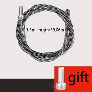 TEMU 1개 1.5m 가정용 전기 드릴봉, 주방 배관 청소 도구용 스프링 포함 하수구 및 변기 플런저