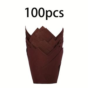 TEMU 100개 튤립 컵케이크 라이너 종이 - 기름 방지 팬케이크 라이너, 기름 방지 컵케이크 포장, 웨딩, 생일, 케이크볼, 팬케이크, 캔디, 젤리 파티용
