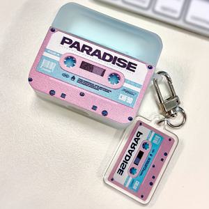 TEMU 레트로 카세트 패턴 디자인 이어폰 케이스, 사각 쉘, 에어팟 1/2, 3, Pro/Pro2/Pro3 호환