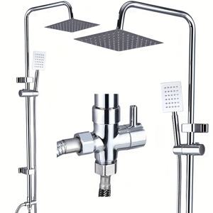 TEMU 3기능 모던 샤워 시스템 - 8인치 레인폴 샤워헤드 & 핸드헬드 샤워 포함, 높이 조절 가능 홀더, 60인치 스테인리스 스틸 호스, 벽걸이 욕실 세트 (리모델링 호환, 폴리쉬드 크롬) - 대부분의 배관과 호환 가능|샤워기거치대