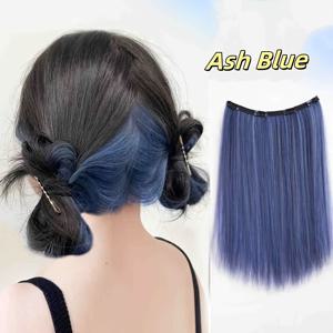 TEMU 18 인치 원피스 컬러 커넥터 롱 클립 인 헤어 익스텐션 클립 인 헤어 익스텐션 컬러 틱 헤어 익스텐션 여성용 소녀용 합성 헤어피스