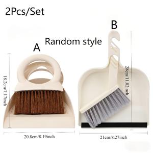 TEMU 홈 데스크탑 청소용 작은 빗자루 및 쓰레받기 세트 키보드 먼지 제거 소프트 브러시 조합 도구 다기능 쓰레기 삽