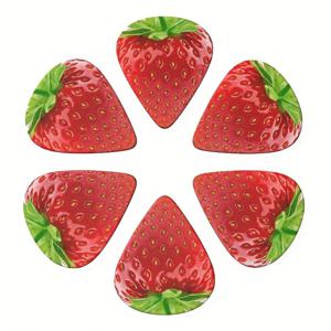 TEMU 딸기 무늬 기타 픽 6개 세트, 가죽 키체인 포함, ABS 소재, 뮤지션과 초보자 모두에게 적합, 베이스 기타와 어쿠스틱 기타와 호환, 두께 0.96mm, 딸기 애호가에게 독특한 선물.