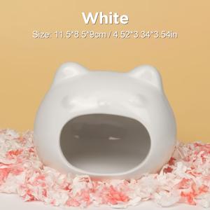 TEMU 세라믹 햄스터 은신처 - 사계절 내내 작은 애완동물을 위한 아늑한 둥지, 튼튼하고 안전하며 귀여운 고양이 디자인으로 특징, 햄스터, , 다람쥐, 토끼에게 적합, 청소하기 쉬운 애완동물의 생활 공간을 제공
