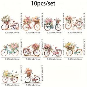 TEMU 10pcs 꽃 자전거 비닐 철자 이송 스티커 - DIY 패션용 파스텔 디자인, 세탁 및 내구성이 뛰어난 데칼, 티셔츠, 청바지, 마스크 및 배낭용