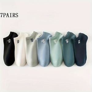 TEMU 7 쌍 남성용 양말, 주중부터 일요일까지 인쇄된 단어, 다른 날에 다른 양말, 얇고 고무성 있는 부드럽고 편안한 통기성이 좋은 남성용 니트 양말, 보이지 않는 양말|남자옷