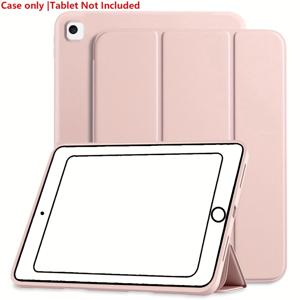 TEMU 아이패드 7세대, 8세대, 9세대 10.2인치 호환 케이스 (펜슬 홀더, 삼각 스탠드, 부드러운 실리콘 후면 커버, 자동 잠금/깨우기 기능 포함, 핑크 색상).
