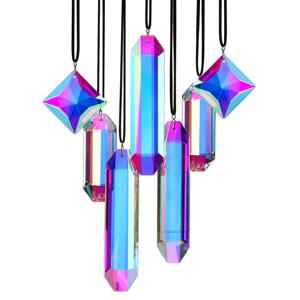 TEMU 7개 선캐처 프리즘, AB 컬러 선캐처 창문 실내 걸이 크리스마스 장식 무지개 메이커 프리즘, 홈 가든 데코