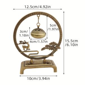 TEMU 1개 우아한 금속 향로, 금속 종과 나무 디자인 - 아연 합금, 전기 불필요, 홈 오피스 장식용, 집이나 사무실 향로, 주의력과 평화를 높이는 명상 선물, 전통적인 미학적 공예