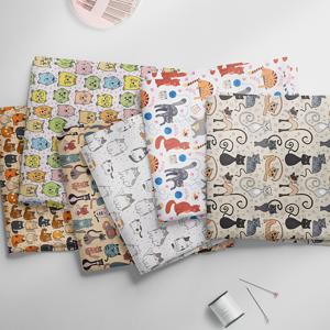 TEMU DIY 바느질 및 공예용 사전 절단된 팻 쿼터 6개 세트 - 귀여운 고양이와 개 패턴, 만화 동물 디자인, 혼합 색상, 120그램, 베개, 이불, 옷, 선물 포장에 완벽함! 45x50cm, 선물 포장 용품 | 재미있는 패턴 | 다용도 공예 원단