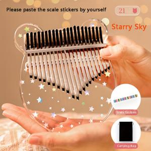 TEMU 17/21 키 칼림바 손가락 피아노 투명 아크릴 손가락 피아노, 조정용 망치 및 휴대용 가방, 초보자 음악 애호가를 위한 키보드 음악 악기 선물