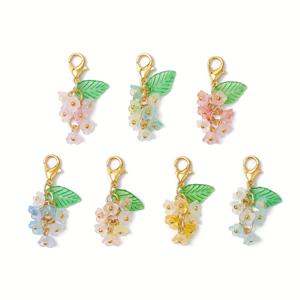 TEMU 7/12개 아크릴 꽃 펜던트 장식, 합금 랍스터 클로 클래스프 참스 가방 오너먼트용, 1.26인치(3.2cm), DIY 지갑 만들기