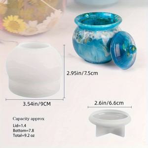TEMU 1개 실리콘 병 몰드, 뚜껑 포함 병 레진 몰드, DIY 보석 보관함, 캔들 홀더, 캔디 용기, 에폭시 레진 캐스팅 공예 선물용