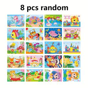 TEMU 컬러풀 배경의 만화 페이스트 페인팅, DIY 페이스트 드로잉을 위한 수제 재료, 어린이 퍼즐 선물 JXB