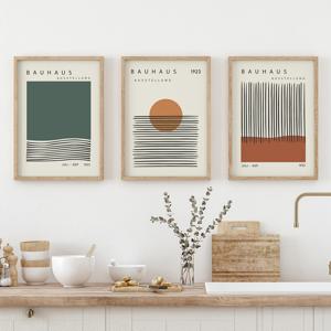 TEMU 3개 세트 프레임리스 레트로 전시 포스터 중세 현대적 캔버스 기하학 아트 프린트, 모던 거실 침실 기숙사 및 홈 데코 선물용
