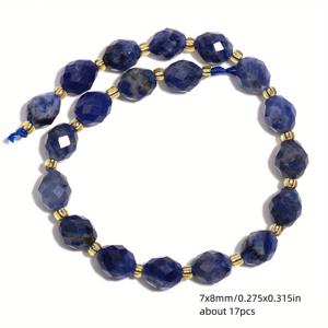 TEMU 천연 라피스 라줄리 비즈 17개 | 7x8mm 면 처리된 로마스 루스 스페이서 비즈 | DIY 주얼리 만들기에 다용도 | 팔찌, 목걸이 및 귀걸이에 이상적 | 남녀 모두에게 완벽한 선물|남자목걸이