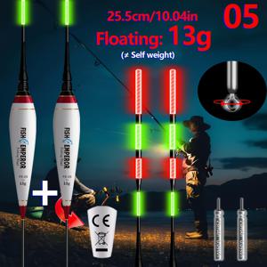 TEMU (전자 부유체 2개 + CR425 배터리 2개) LED 야간 낚시 부유체, 야간에 선명하게 보이도록 두꺼운 상단이 있는 발광 낚시 표시기