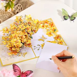 TEMU 노란색 난초가 특징인 3D 팝업 카드. 봄철 홈 데코레이션에 완벽합니다. 이 창의적인 선물은 어버이날, 생일, 은퇴식, 기념일에 이상적이며 가족과 친구, 특히 어머니와 여성에게 깜짝 놀라게 할 것입니다.