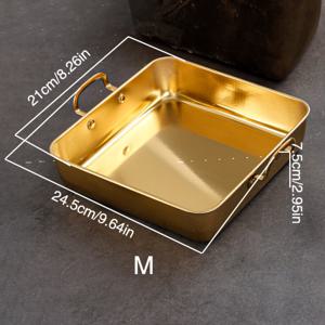 TEMU 가정용 스테인리스 스틸 양손잡이 사각 장식 트레이 1개, 주방, 식당, 거실에 적합, 조리된 고기, 바베큐, 가벼운 식사, 샐러드 서빙에 적합, 가족 모임, 피크닉, 결혼식 축하 행사에 완벽