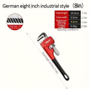 TEMU DELIXI 전기 헤비 듀티 조절 가능한 파이프 렌치, 싱크대, 및 물관 설치 및 수리용 다기능 배관 도구 8인치 10인치 12인치 14인치, 내구성 있는 금속 구조와 인체공학적 손잡이, 배관 작업용|싱크대수전|싱크대