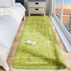 TEMU 1개, 단색 내추럴 미니멀 스타일 푹신한 카펫, 고급스러운 잔디색 긴 플러시 혼방 카펫, 산뜻하고 편안한 내추럴 카펫, 부드럽고 두꺼운 내구성 좋은 바닥 장식 카펫, 침실 침대 옆 및 거실 소파용 범용 카펫