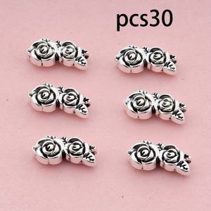 TEMU 30개 앤티크 실버 2개 장미 꽃 장식 비즈, 정교한 아연 합금 스페이서 비즈, 주얼리 제작, 목걸이 팔찌 귀걸이 공예 용품, 발렌타인데이 선물 제작 보조 재료