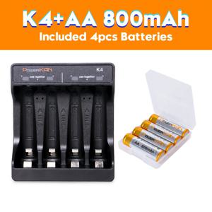 TEMU K4 1.2V Ni-MH AA/AAA 배터리 미니 충전기, LED 표시, 2/4개 AA/AAA 1.2V Ni-MH 충전 가능, TYPE-C USB 충전, AA800mAh 4개 또는 AAA300mAh Ni-MH 배터리 포함