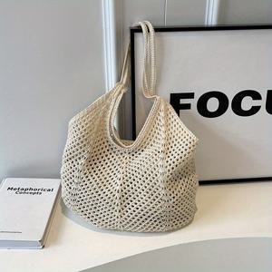 TEMU 여성을 위한 대용량 우븐 토트백, 여름 나들이 및 통근에 적합. 트렌디하고 다재다능한 2025년형 속이 빈 우븐 가방, 해변 휴가에 이상적