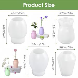 TEMU 4개/세트 꽃병 실리콘 몰드 세트, 미니 꽃병 몰드, 석고 꽃병 몰드, 콘크리트 꽃병 몰드, DIY 펜 홀더 및 장식용 에폭시 레진 몰드, 석고, 콘크리트, 그리고 레진 공예에 적합한 현대적 디자인, 공예 애호가와 DIY 취미를 위한 완벽한 선물