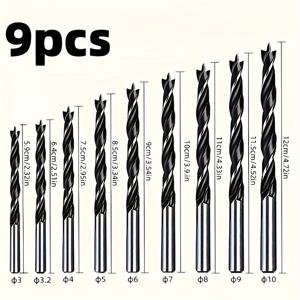 TEMU 9개/16개 목공용 3점 드릴 비트, 플라스틱, 목재 및 밀도 보드 구멍 연출에 적합, 플라스틱 확장 및 도어락 구멍용 휴대용 및 벤치 드릴과 호환