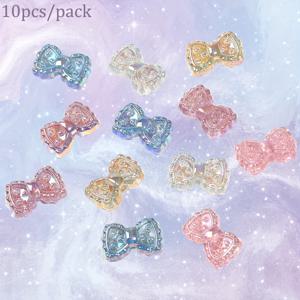 TEMU 10개 얇은 반짝이 사랑 리본 비즈, 아크릴 레이스 보타이 비즈. DIY 키 체인, 자동차 펜던트, 휴대폰 체인 및 기타 액세서리에 적합