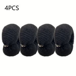 TEMU 여성용 단색 버튼 머리띠 4개 세트, 다양한 색상 도넛 선택 가능(블랙, 커피, 베이지), 모든 헤어 타입에 적합한 심플하고 패셔너블한 일상용 헤어 액세서리