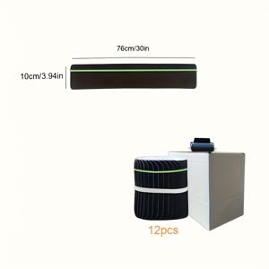 TEMU 12개 세트 - 블랙 고강도 미끄럼 방지 야광 계단 발판, 사이즈 4