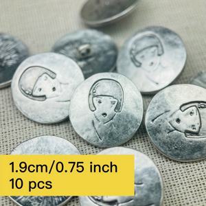 TEMU 5/10개 19mm 희귀 빈티지 실버 여성 머리 초상화 장식 단추 의류, 머리끈, 가방 및 기타 홈 텍스타일 장식용