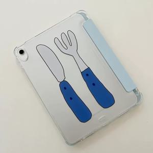TEMU 파란색 숟가락과 나이프 디자인으로 for ipad 케이스를 만듭니다 - 가벼우며 접을 수 있는, 조절 가능한 스탠드, 자동 수면/깨움, for iPad 11, Air 4/5/6/7, 10.2/Pro 11, 10th/9.7/10.5에 완벽하게 적합합니다 | 재미있는 주방 테마, 조절 가능한 스탠드 케이스