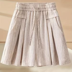 TEMU 2025 신상 여성용 여름 캐주얼 반바지 - 아이스 실키 섬유 소재, 루즈 A라인 와이드 레그 디자인, 탄성 끈 조임 허리, 타이다이 패턴, 플러스 사이즈 가능 & 세탁기 사용 가능, 편안한 핏, 비침 방지 원단