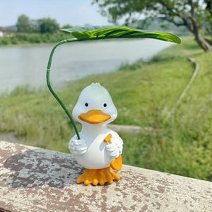 TEMU 우산을 든 귀엽고 매력적인 새끼 오리, 야외 정원 및 발코니 장식용품, 사랑하는 사람을 위한 작은 크리스마스 선물