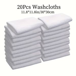 TEMU 30*30 사이즈의 흰색 작은 사각 타월 20개입. 직사각형 원단으로 제작되었으며, 가정용으로 다용도이며 내구성이 뛰어나며, 가족, 호텔, 캠핑 및 욕실 필수품으로 적합합니다.
