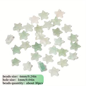TEMU 30개 6mm 별 모양 연두색 스톤 비즈 - 보석 만들기용 매끄러운 루스 스페이서 비즈, DIY 목걸이 팔찌 제작, 독특한 선물 아이디어, 팔찌 재료, 창의적인 공예, 일관된 품질