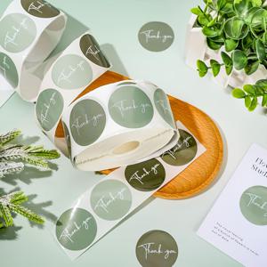 TEMU 2롤/1000개 녹색 자체 접착식 실링 라벨 | 수동, 베이킹, 생일 파티, 꽃다발, 휴일 선물 장식을 위한 선물 봉투 포장