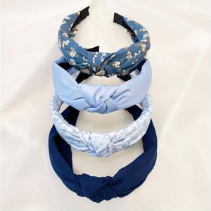 TEMU 여성용 4세트의 신선한 파란색 꽃 솔리드 컬러 천 와이드 헤드밴드 달콤한 세척 헤드밴드 헤어 액세서리 일상적인 사용에 적합합니다