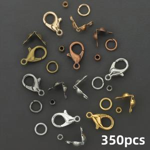 TEMU 350개 로브스터 걸쇠/바일 걸쇠/오픈 점프 링/크림프 비즈, 로브스터 걸쇠 50개, 바일 걸쇠 100개, 크림프 비즈 100개 및 점프 링 100개 포함, 수제 비즈, 스페이서 비즈, 장식 비즈, 메탈 크림프 비즈 목걸이 펜 제작에 적합|링귀걸이